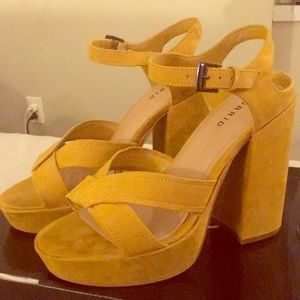 Torrid Chunky Heels in Mustard Wide Width